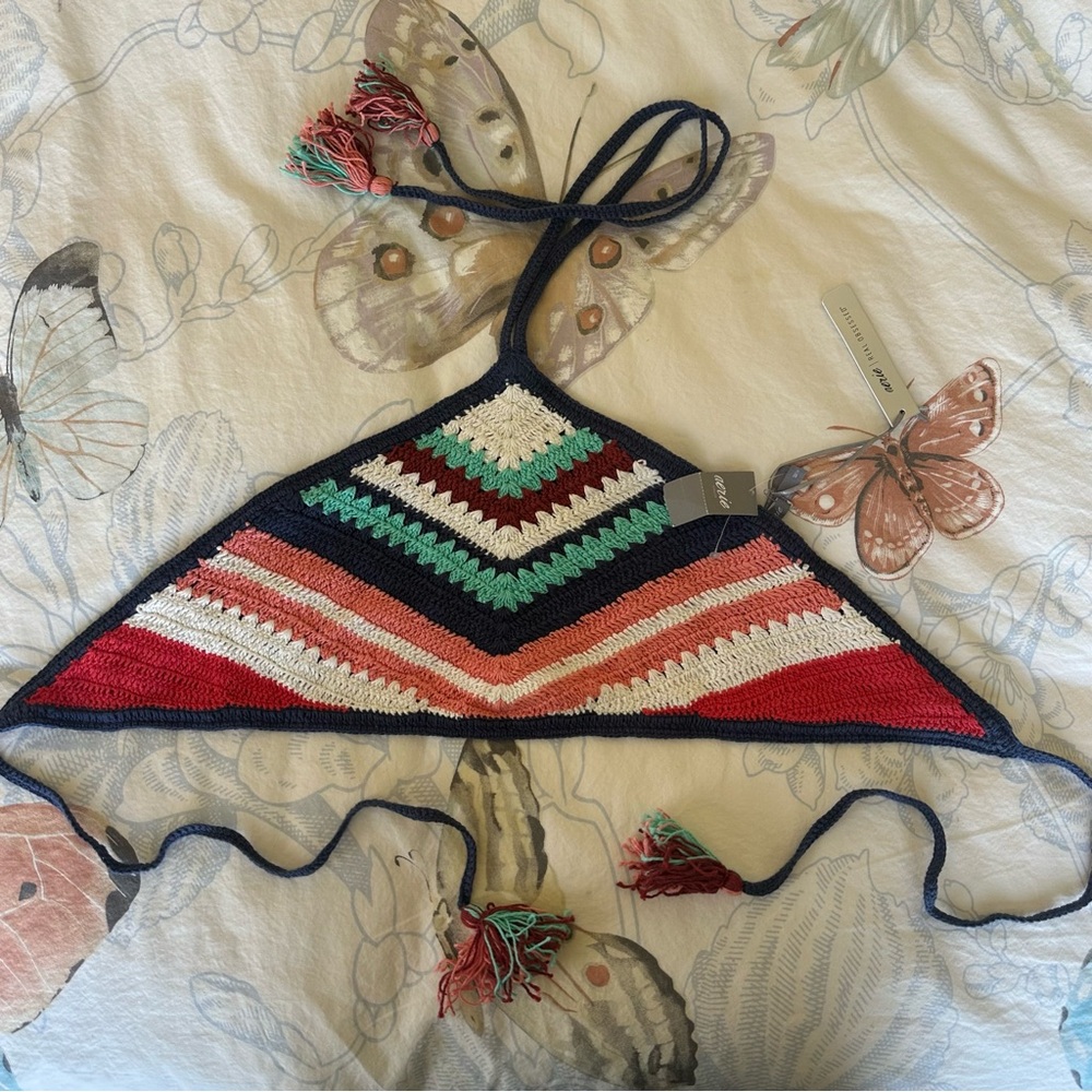 American Eagle Arie Crochet Bikini Halter Top NWT